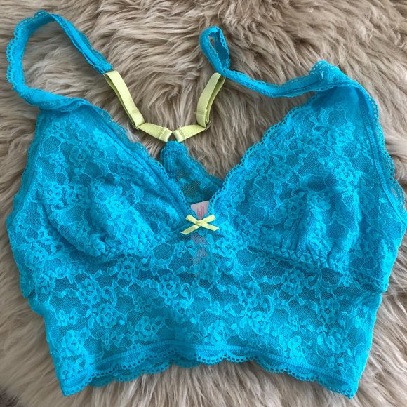 NWOT Victoria's Secret Long Line Lace Bralette in Aqua Blue Size S - Picture 6 of 8